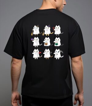 Kawaii cat ghosts black cat halloween cute costume spooky T-Shirt