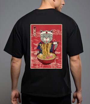 Kawaii cat japanese black anime gift official teenager girls T-Shirt