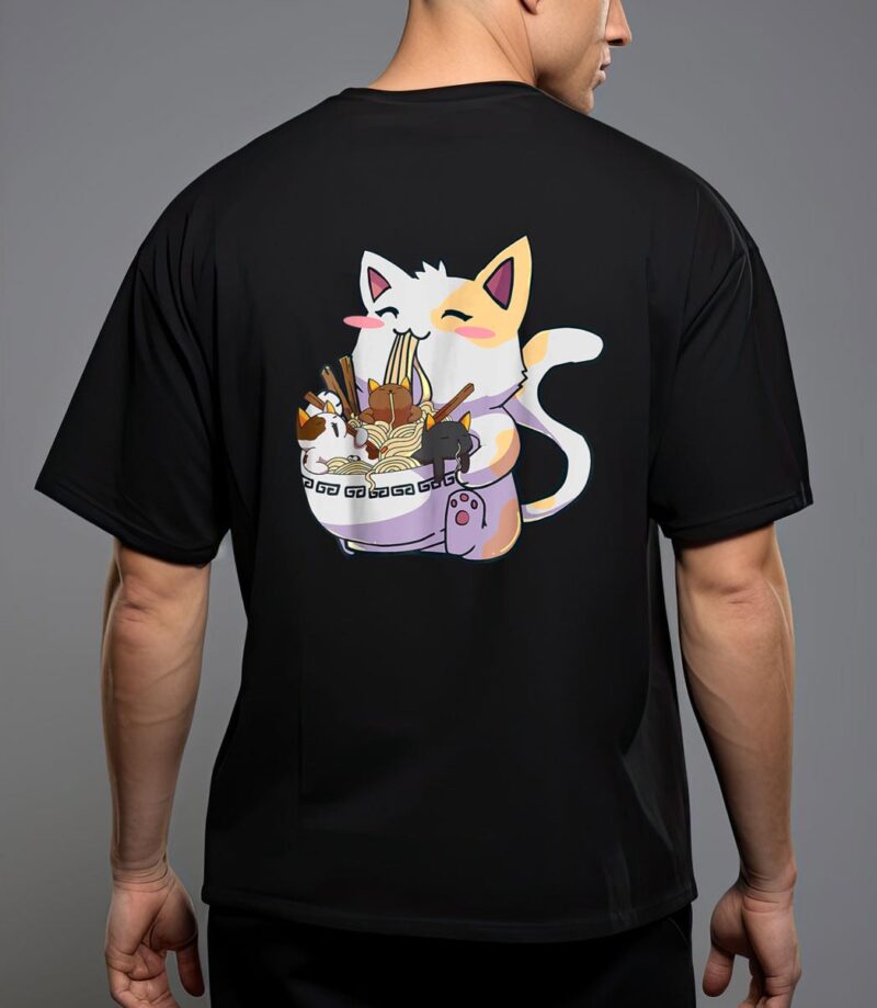 Kawaii neko cat ramen bowl anime japanese noodles T-Shirt