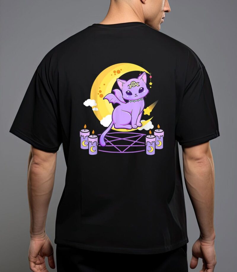 Kawaii pastel goth cute creepy black cat pagan kitty occult T-Shirt
