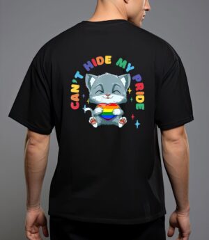 Lgbq pride rainbow heart cat hugging lgbq heart T-Shirt