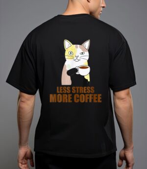 Less stress more coffee funny cat caffeine coffee lover T-Shirt