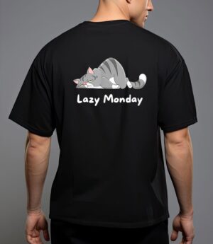 Mens funny cat quote lazy monday cool cat T-Shirt