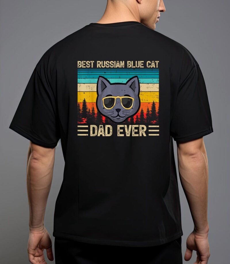 Mens vintage funny best russian blue cat dad ever father's day T-Shirt