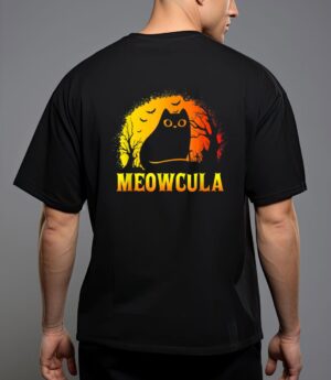 Meowcula black cat halloween vampire cat T-Shirt