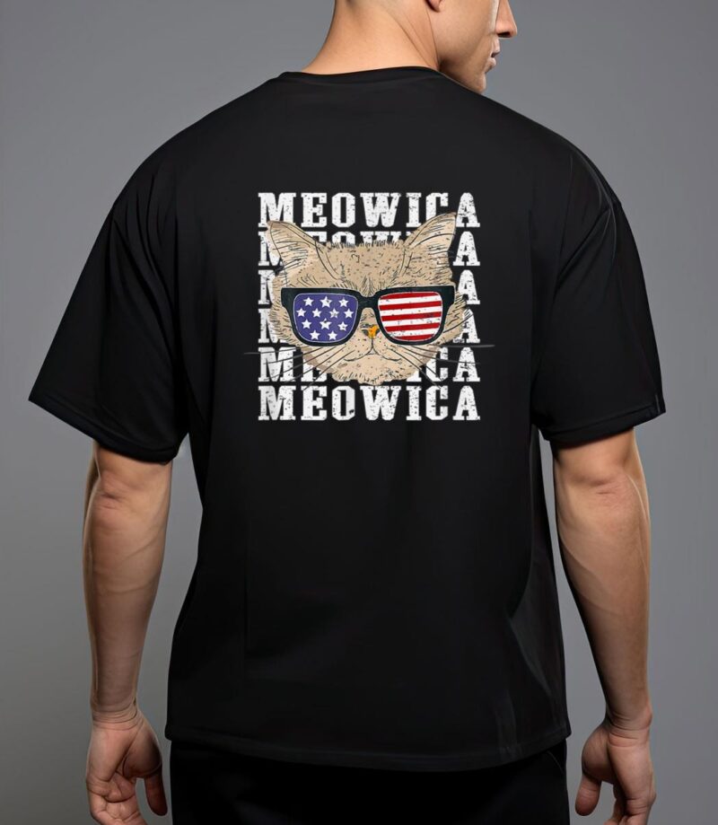 Meowica 4h of july kitty cat for men boy girl T-Shirt