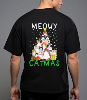 Meowy catmas cat christmas tree xmas T-Shirt