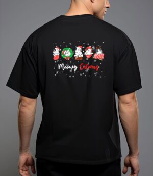 Meowy catmas funny christmas cat kitten lover kids mom dad T-Shirt