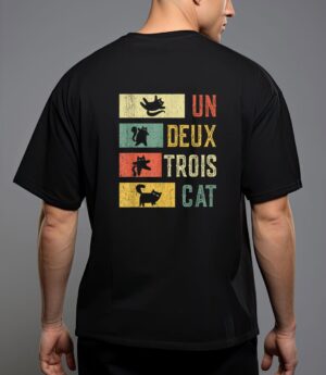 Meowy funny cat vintage retro un deux trois cat T-Shirt