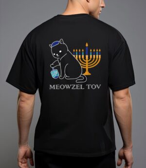 Meowzel tov cute cat mazel tov menorah funny hanukkah T-Shirt