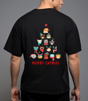 Merry catmas cat christmas tree feline festive T-Shirt