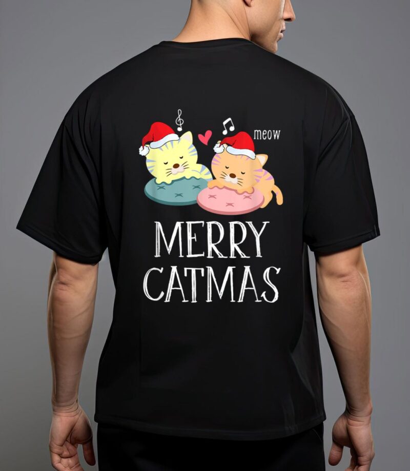 Merry catmas pajama christmas lights funny holiday cat mom T-Shirt