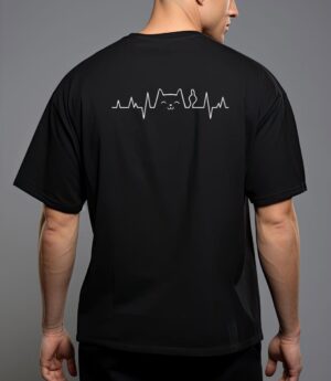 Middelfinger cat heartbeat ecg electrocardiogram cardiogram premium T-Shirt
