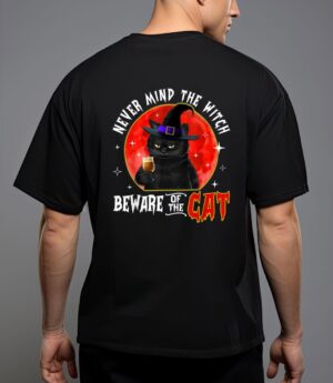 Never mind the witch beware of the cat halloween T-Shirt