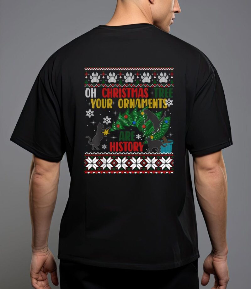 Oh christmas tree your ornaments are history funny cat T-Shirt