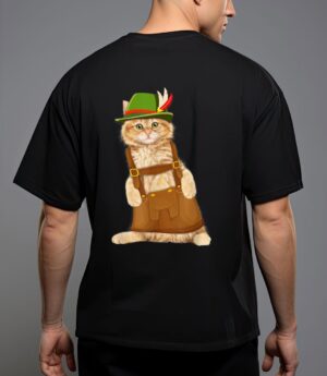 Oktoberfest cat bavarian lederhosen costume alpine hat gift T-Shirt