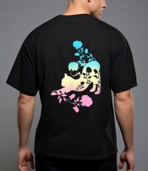 Pastel stretching cat with roses kitten T-Shirt