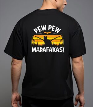 Pew pew madafakas scary boo night halloween black cat T-Shirt
