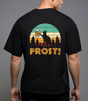 Prost cat silhouette retro bavarian oktoberfest T-Shirt