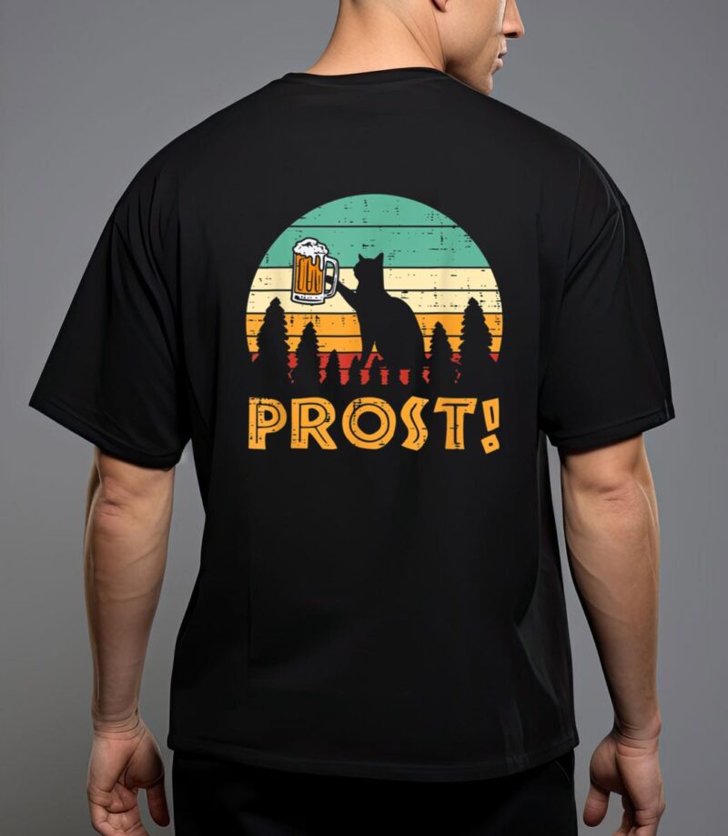 Prost cat silhouette retro bavarian oktoberfest T-Shirt