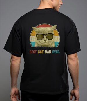 Retro cat best cat dad ever cat funny cat daddy cat lover T-Shirt