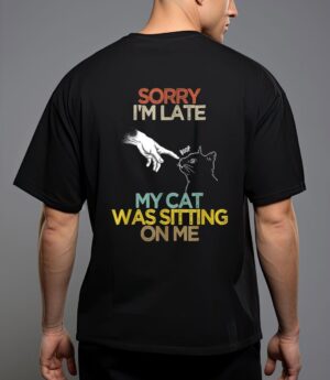 Retro meow cat shirt sorry i'm late my cat was sitting on me T-Shirt