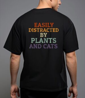Retro pet cat plant lover easily distracted by plants cats T-Shirt