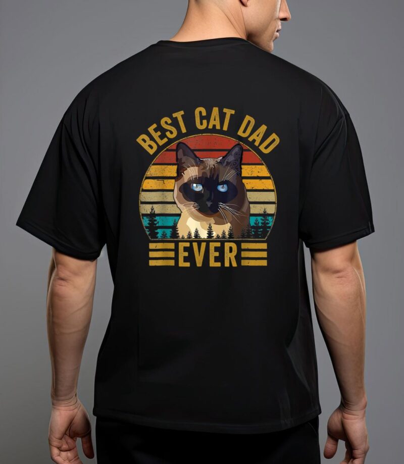 Retro vintage best cat dad ever fathers day siamese cat T-Shirt