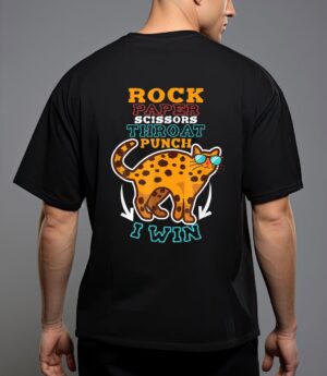 Rock paper scissors hroat punch i win cat hand game player T-Shirt