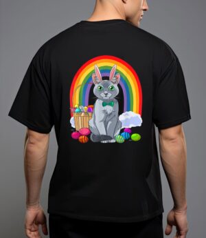Russian blue cat easter eggs bunny T-Shirt