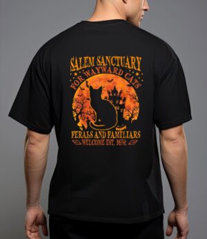 Salem black cat halloween-shirt kids girls kitten lover gift T-Shirt