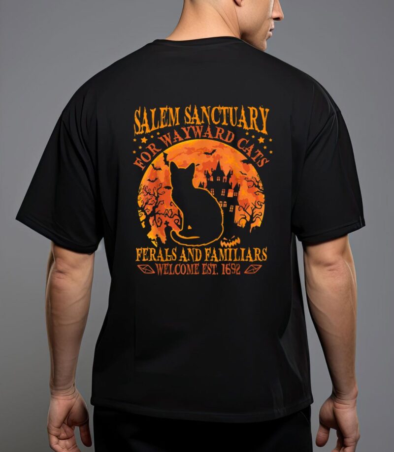 Salem black cat halloween-shirt kids girls kitten lover gift T-Shirt