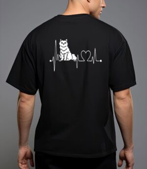 Selkirk rex cat heartbeat ekg funny cats kitten lovers T-Shirt