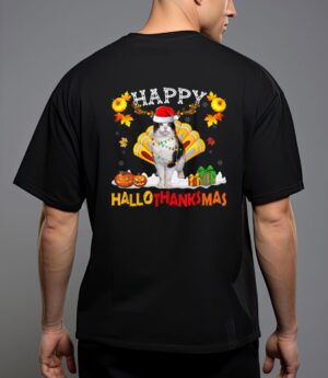 Siamese cat halloween hanksgiving christmas hallothanksmas T-Shirt