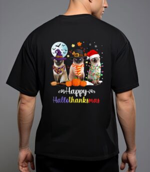 Siamese cat halloween merry christmas happy hallothanksmas T-Shirt