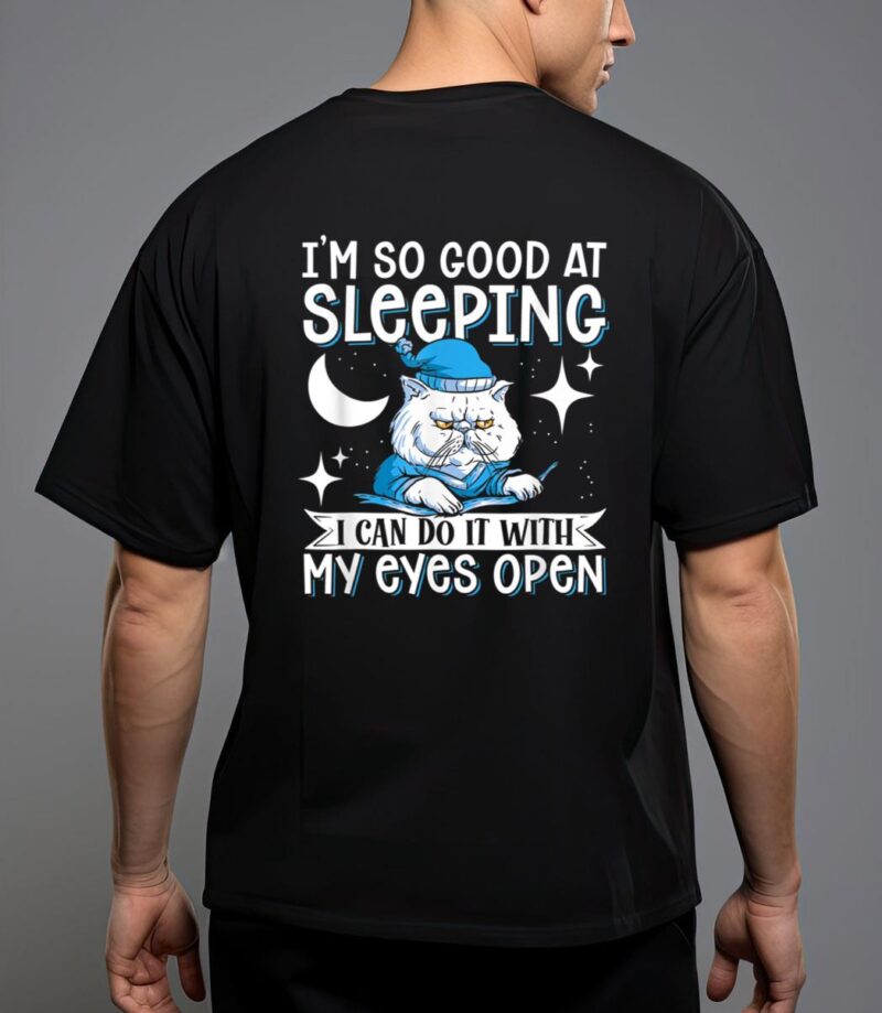 Sleeping cat with open eyes cat lover T-Shirt