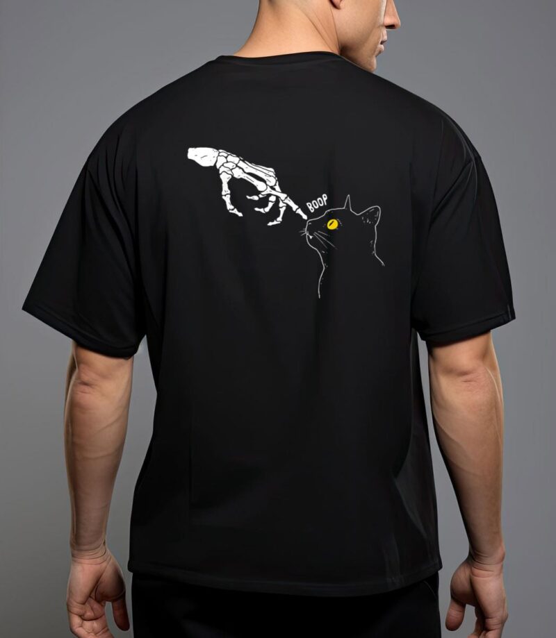 Spooky boop black cat skeleton hands halloween witchy T-Shirt