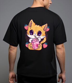 Strawberry milk cat cute kawaii kitten anime neko shake T-Shirt