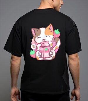 Strawberry shake strawberry milk cat kawaii neko anime girls T-Shirt