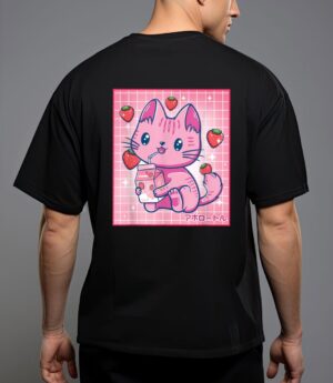 Strawberry shake strawberry milk cat kawaii neko girls anime T-Shirt