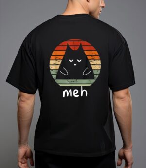 Vintage black cat meh cat meow kitty cat lover T-Shirt