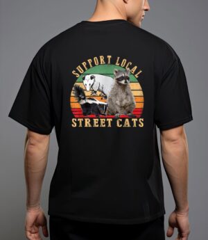 Vintage support local street cats! raccoon, skunk T-Shirt