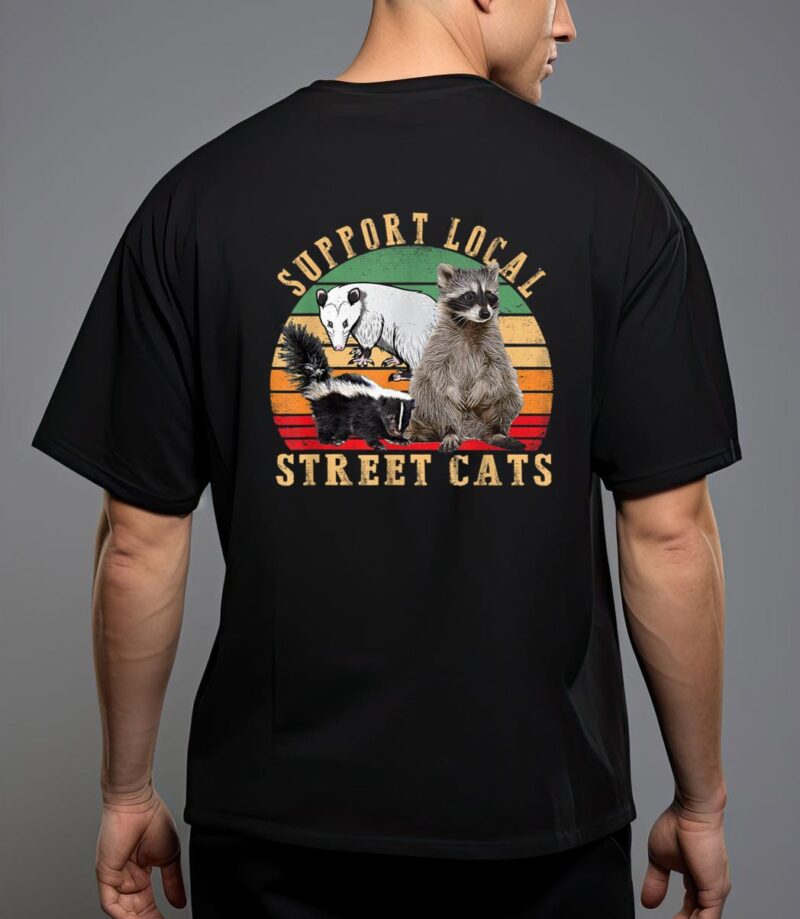 Vintage support local street cats! raccoon, skunk T-Shirt