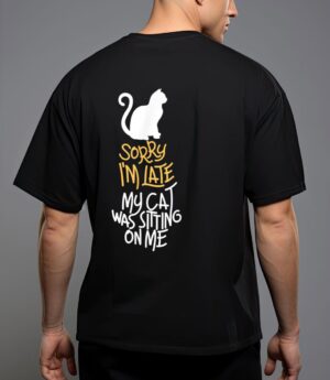 Vitnage black cat sorry i'm late my cat was sitting on me T-Shirt