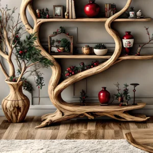 Driftwood Tree Bookshelf – Handmade Wooden Shelf