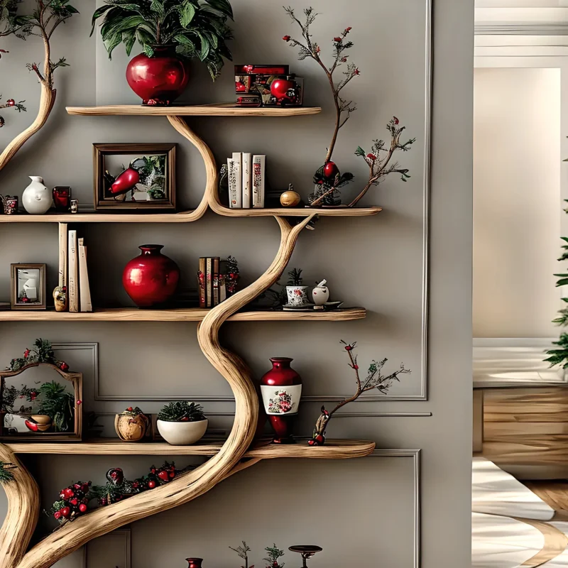 Driftwood Tree Bookshelf – Handmade Wooden Shelf - Image 3
