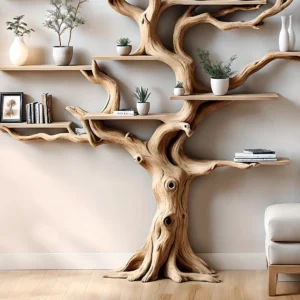 Tree Branch Bookshelf – Solid Wood Driftwood Shelf