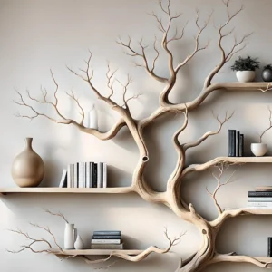 Tree Bookshelf for Living Room – Solid Driftwood