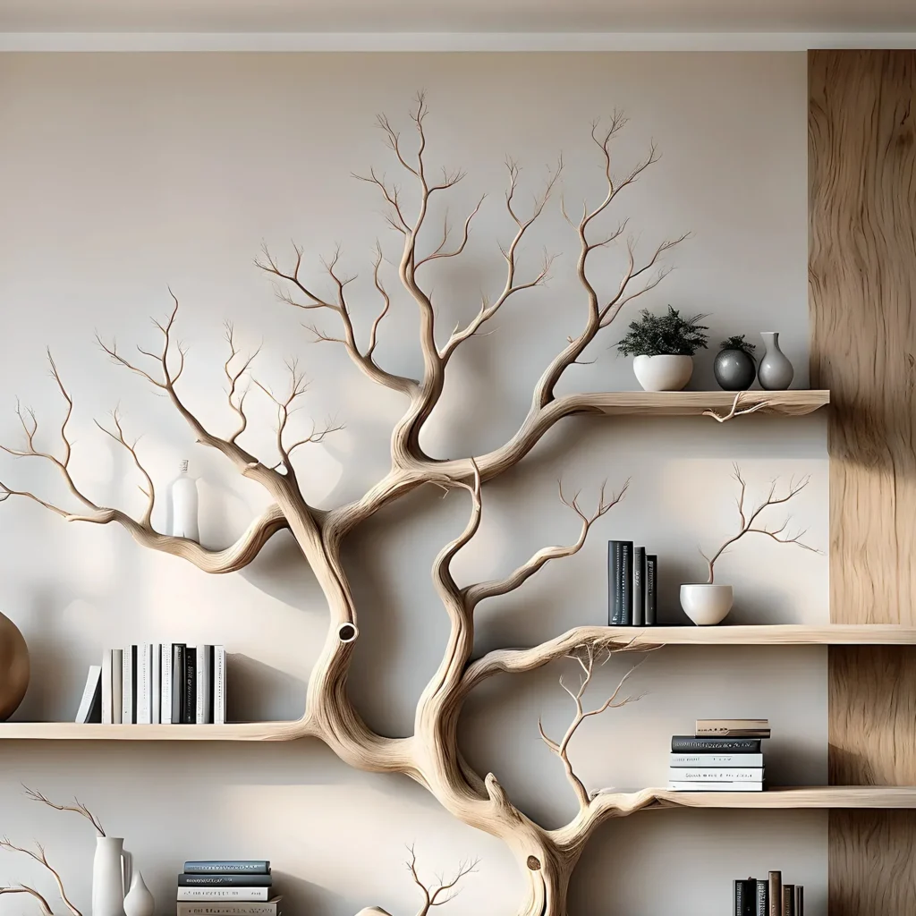 Tree Bookshelf for Living Room – Solid Driftwood - Image 3