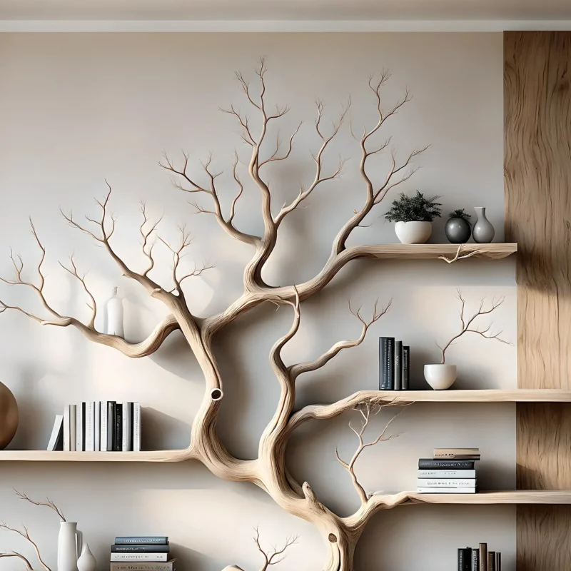 Tree Bookshelf for Living Room – Solid Driftwood - Image 3